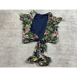 Banjul Cropped Top Womens‎ Small Boho Floral Tied Open Front Short Sleeve